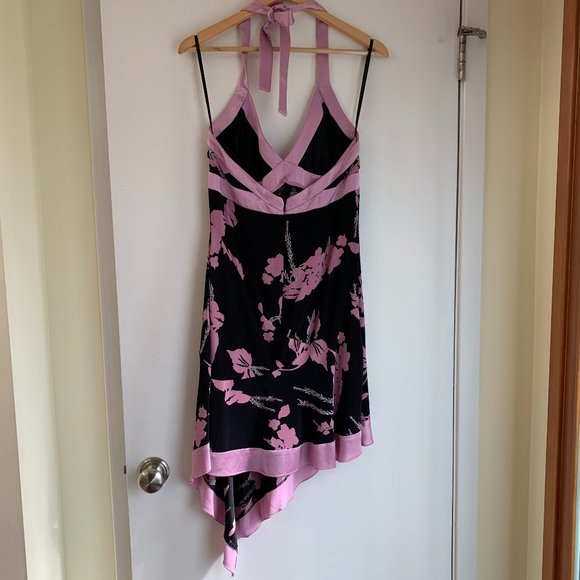 bebe Womens Asymmetrical Halter Neck Dress Black Size M - Picture 2 of 7